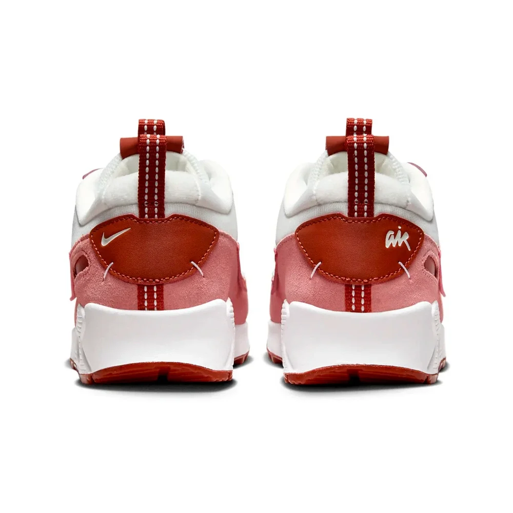 Nike Women’s Air Max 90 Leather & Suede Sneakers in White, Pink & Red - Picture 6 of 7